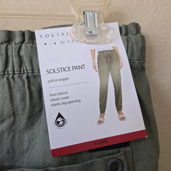 SOCIAL STANDARD by Sanctuary Linen  Solstice Pull On Jogger Pant Lichen Green XL - Picture 5 of 14